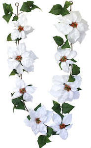 Artificial Vines Garlands: Garland - Poinsettia Flowers - White - 6ft