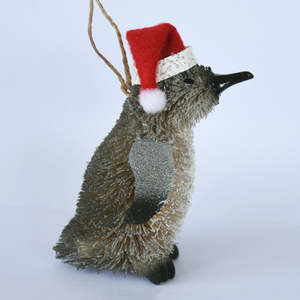 New Zealand Grey Penguin Christmas hanging ornament