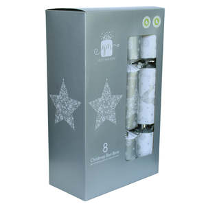 Christmas Crackers: Crackers - Family Pack of 8 Silver and White