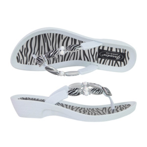 Jandals: Grandco Zebra Bling Jandals - White