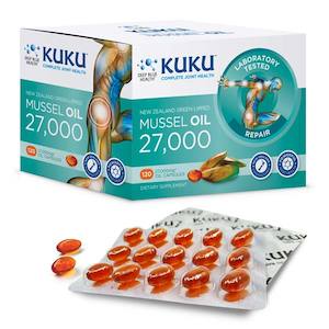 Joint Health, Joint Pain, Joint Mobility, Sports Supplement, Green Lipped Mussel Oil: KUKU Mussel Oil 27,000mg - 120 caps