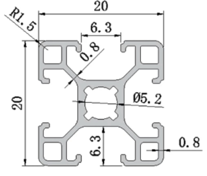 2020 Aluminum Extrusion - T Slot