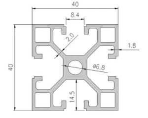 Aluminum Extrusions: 4040 (R0) Aluminum Extrusion - T Slot