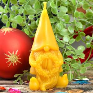 Keith with a Wreath Christmas Elf Beeswax Candle