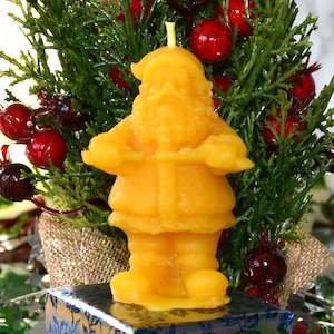 Christmas Candles: Father Christmas Checking Lists Beeswax Candle