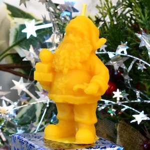 Father Christmas Holding Gifts Beeswax Candle