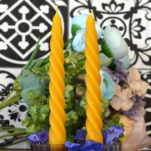 Beeswax Taper Candles: Aura Beeswax Twisted Taper Candle
