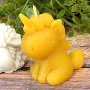 Spike the Unicorn beeswax candle