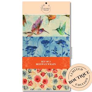 Most Popular: Hummingbird Harmony - Set of 3 Beeswax Wraps
