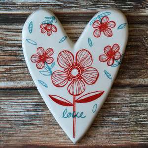 All: Manuka Flowers & Love Heart (small) - Ceramic Wall Art