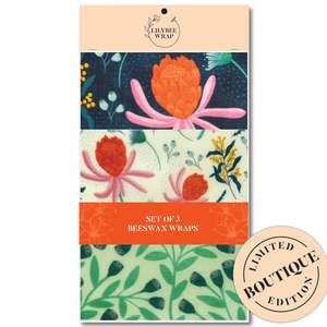 Boutique Collection: Bushland Bloom - Set of 3 Beeswax Wraps