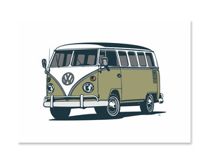 Combi Van Art Print – Green