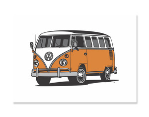 Products: Combi Van Art Print – Orange