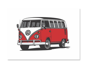 Combi Van Art Print – Red