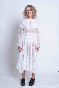 Sheryl May Lace Frill Neck Top