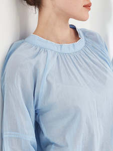 Tops: Sills Hana Embroidered Top Sky Blue