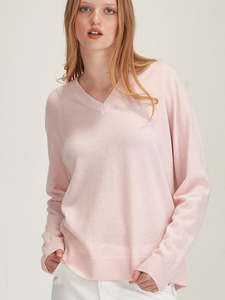 Knitwear: Caroline Sills Lucy Cashmere V Neck Sweater