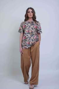 Sheryl May Gold Pleat Cord Trousers