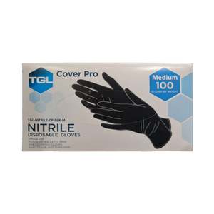 Popular: TGL Black Nitrile Gloves - Medium - Box of 100