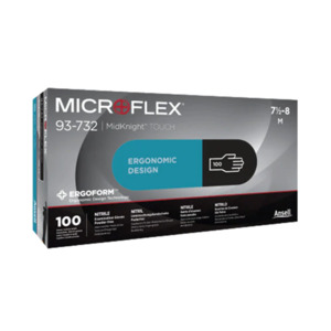 Popular: Ansell Microflex Black Nitrile Gloves - Box of 100