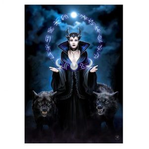 Large Moon Witch Canvas Plaque by Anne Stokes CLEARANCE
