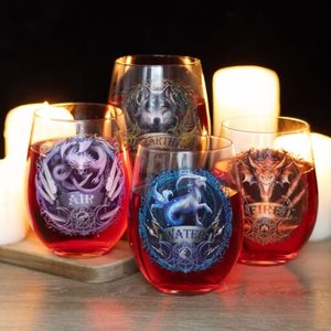 Products: Elemental Stemless Wine Glasses by Anne Stokes Set of 4