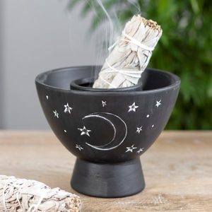 Products: Smudge Bowl Terracotta Black Moon and Stars