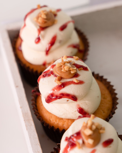 Peanut Butter & Jam Delish Cupcakes