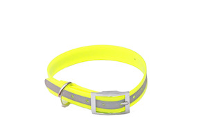 Dog Collars: YELLOW REFLECTIVE TRANSLUCENT BIOTHANE COLLAR