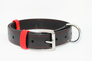 40MM WIDE BLACK BIOTHANE COLLAR (RED BORDER)