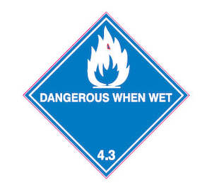 DG Self-Adhesive Label, Dangerous When Wet 4.3, 240 x 240mm