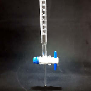 Burette Glass, PTFE Tap,50ml,B,White Markings