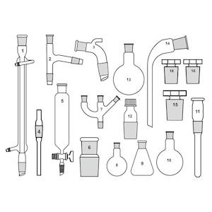 Organic Chemistry Demonstration Glassware Set – 16-Piece Kit (Equivalent to 34 BU)