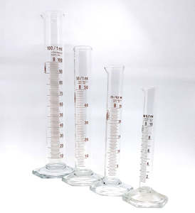 Measuring Cylinder Glass - Hex Base - MARIENFELD 250ml +/- 2ml