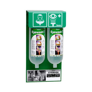 Tobin Eyewash Stationary Stand – 2 Bottle Wall-Mounted Eyewash Station