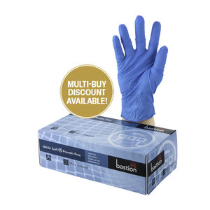 Bastion Nitrile Soft Blue P/F Small Gloves Box 100