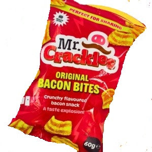 Pork Snacks: Mr.Crackles Bacon Bites 60gm - 12PK