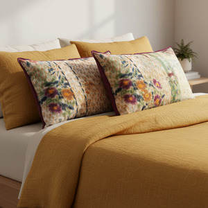 Cushions: Cushion Cover - Sunwashed Floral / Damson 60 x 40 Limited Edition of 2