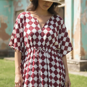 Kaftan - Geometric - Damson / White - One size