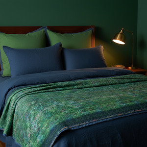 Full Kantha Dohar Quilt - Emerald Forest / Iris Blue - One-of-a-Kind