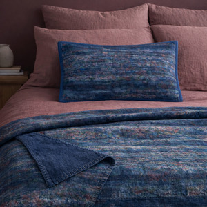 Half Kantha Dohar Quilt - Blue Iris Q.BI 118