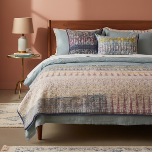 Bedlinen 1: Half Kantha Doha Quilt - Faded Peaks / Blue Iris - One of a Kind