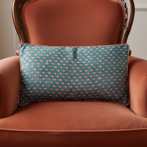 Silk Cushions: Cushion Cover - 100% Silk / Dabu print - 30 x 50 cm - Limited Edition of 8