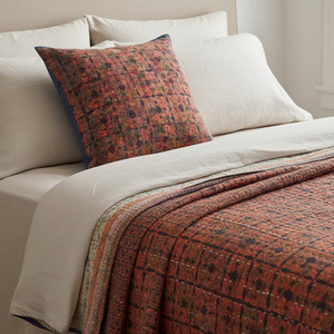 Half Kantha Dohar Quilt - Indigo Grid / Blue Iris - Limited Edition of 2