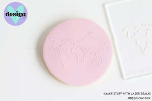 World Line Drawing Raised Acrylic Fondant Stamp