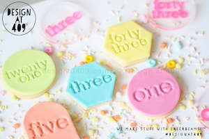Birthday Celebration: 10 Number Stamps - You choose! Set of Type Number Embossing Cookie Stamps