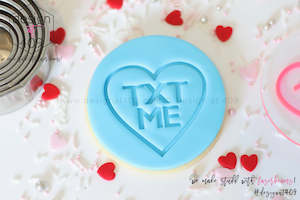 Txt Me Candy Heart Acrylic Embosser Stamp