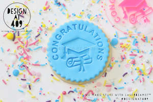 Teacher Stamps: Congratulations Cap + Scroll Acrylic Embosser Stamp