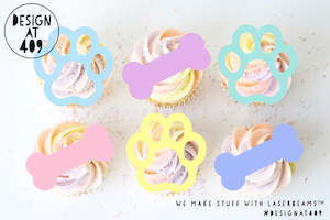 Celebration Cake Dots: Paw or Bone Acrylic Cut Out Cupcake Topper