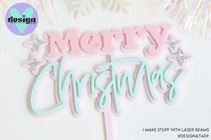Christmas Baubles: Merry Christmas Layered Cake Topper (2 Sizes)